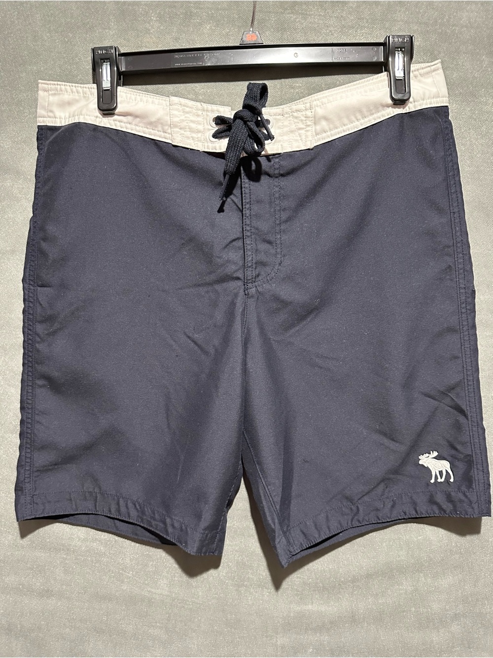 Abercrombie & Fitch Men's Swim Trunks Board Shorts Navy Blue White Size XL